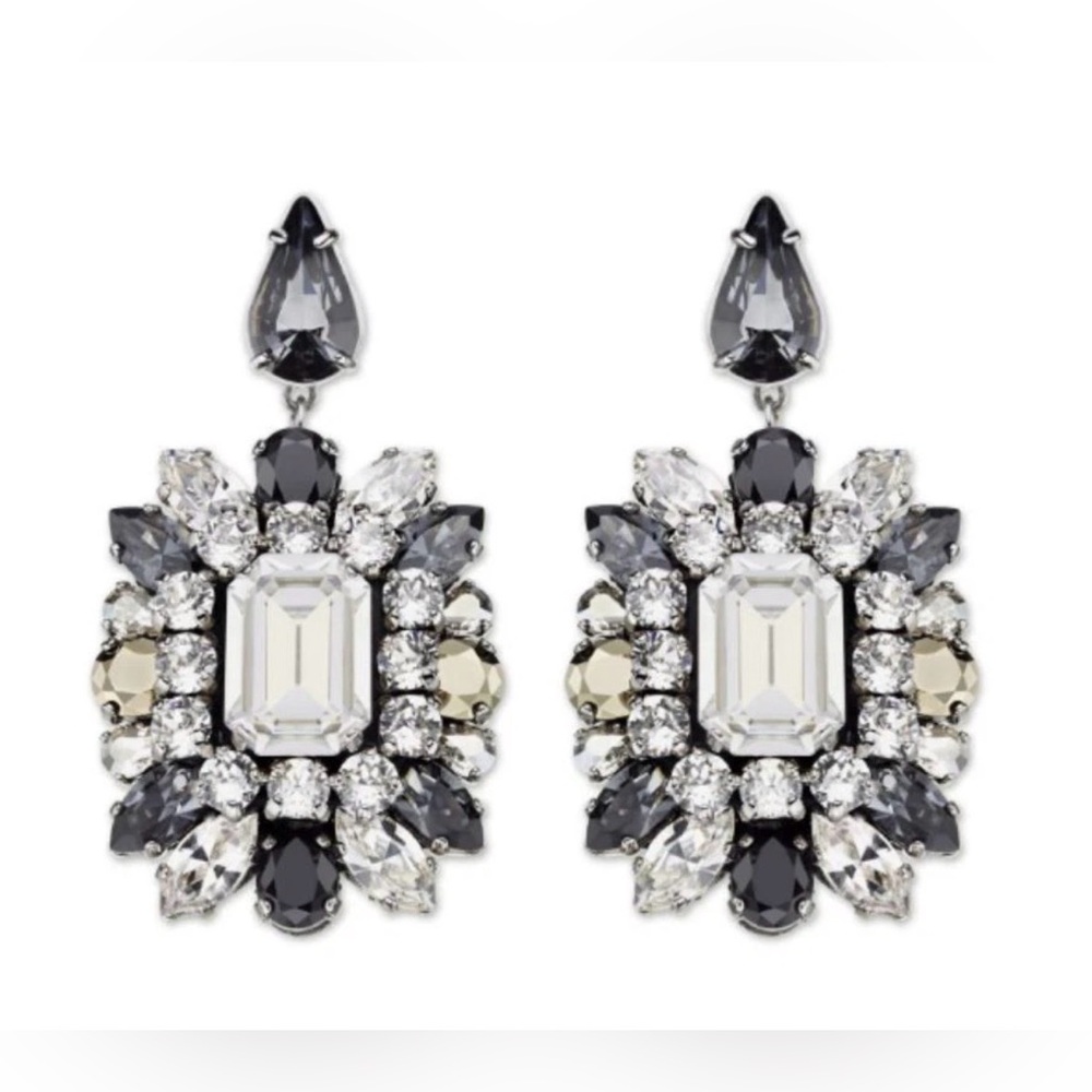 Swarovski by Shourouk French designer pierced crystal drop earrings signed
